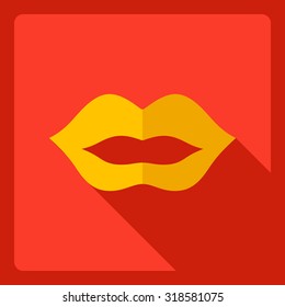 Flat modern design with shadow  Icon lipstick