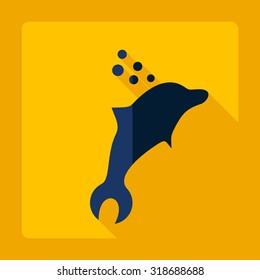 Flat modern design with shadow  Icon dolphin