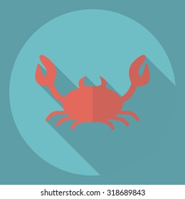 Flat modern design with shadow  Icon crab
