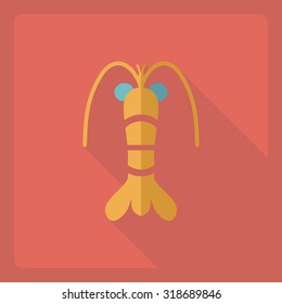 Flat modern design with shadow  Icon shrimp
