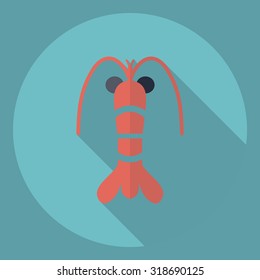 Flat modern design with shadow  Icon shrimp