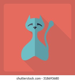 Flat modern design with shadow  Icon cat