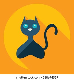 Flat modern design with shadow  Icon cat
