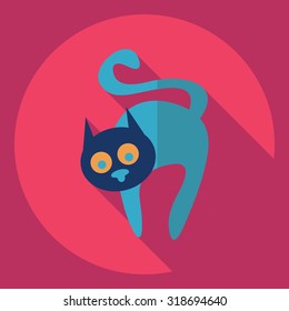Flat modern design with shadow  Icon cat