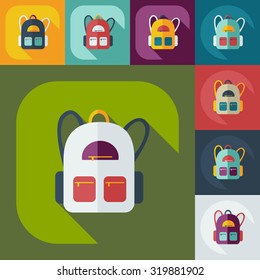 Flat modern design with shadow  Icon backpack