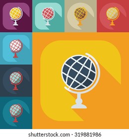 Flat modern design with shadow  Icon globe