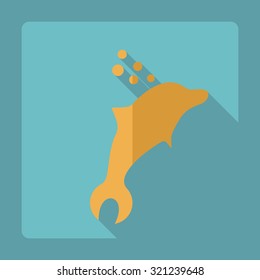 Flat modern design with shadow  Icon dolphin