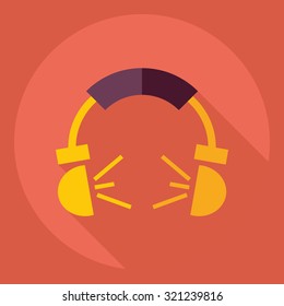 Flat modern design with shadow  Icon headphone