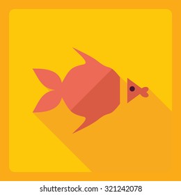 Flat modern design with shadow  Icon sea fish