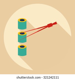 Flat modern design with shadow  Icon sushi set