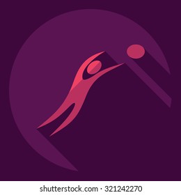 Flat modern design with shadow  Icon stick figure with a ball