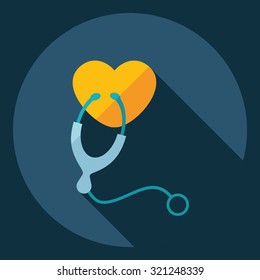 Flat modern design with shadow  Icon heart organ
