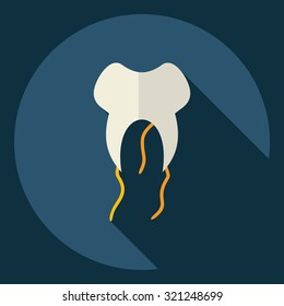 Flat modern design with shadow  Icon tooth