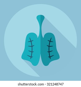 Flat modern design with shadow  Icon lungs