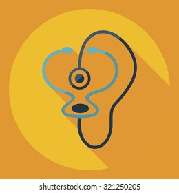 Flat modern design with shadow Icon phonendoscope