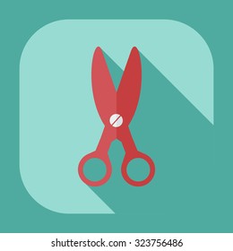 Flat modern design with shadow icon scissors