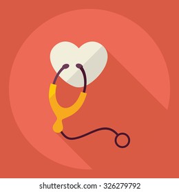 Flat modern design with shadow  Icon heart organ