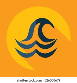 Flat modern design with shadow  Icon wave