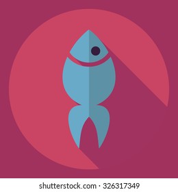 Flat modern design with shadow  Icon sea fish