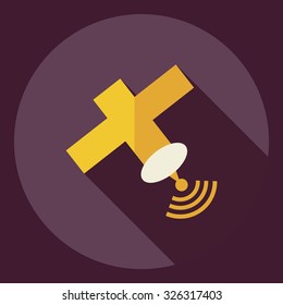 Flat modern design with shadow  Icon satellite