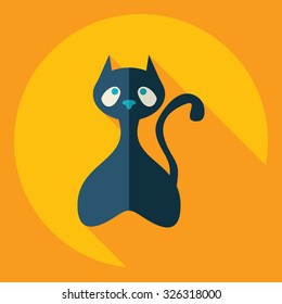 Flat modern design with shadow  Icon cat