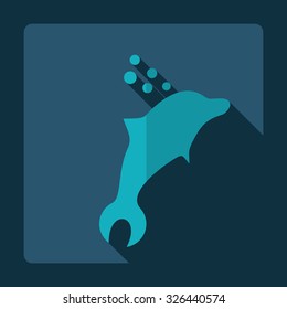 Flat modern design with shadow  Icon dolphin