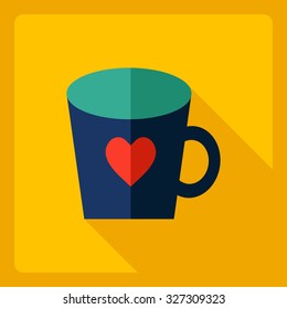 Flat modern design with shadow  Icon cup