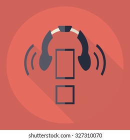 Flat modern design with shadow  Icon headphones
