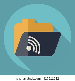 Flat modern design with shadow  Icon wi-fi