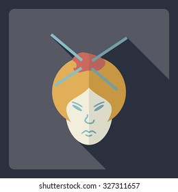 Flat modern design with shadow  Icon Japanese
