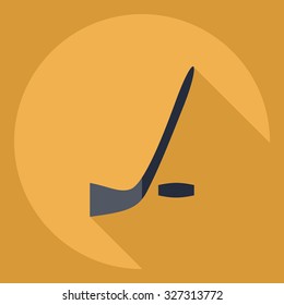 Flat modern design with shadow  Icon hockey