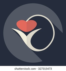 Flat modern design with shadow  Icon heart organ