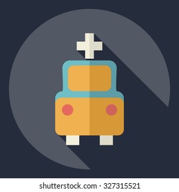 Flat modern design with shadow Icon ambulance