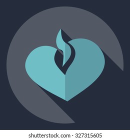 Flat modern design with shadow  Icon heart