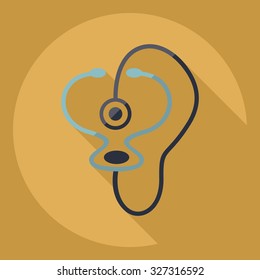 Flat modern design with shadow Icon phonendoscope
