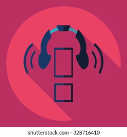 Flat modern design with shadow  Icon headphones