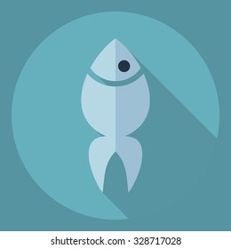Flat modern design with shadow  Icon sea fish