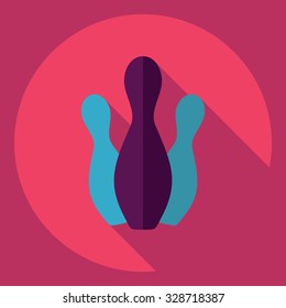 Flat modern design with shadow  Icon bowling