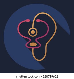 Flat modern design with shadow Icon phonendoscope