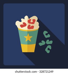 Flat modern design with shadow  Icon popcorn