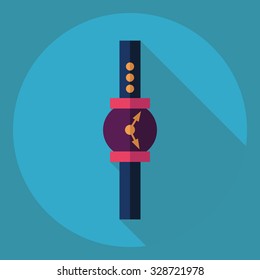 Flat modern design with shadow  Icon wristwatch