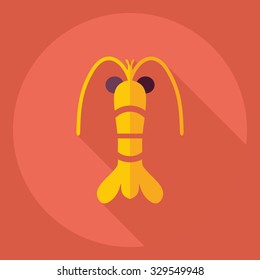Flat modern design with shadow  Icon shrimp