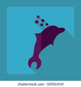 Flat modern design with shadow  Icon dolphin