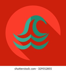 Flat modern design with shadow  Icon wave