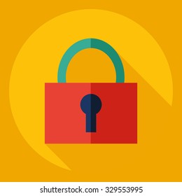 Flat modern design with shadow  Icon lock