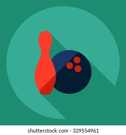 Flat modern design with shadow  Icon bowling