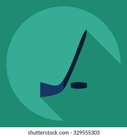 Flat modern design with shadow  Icon hockey