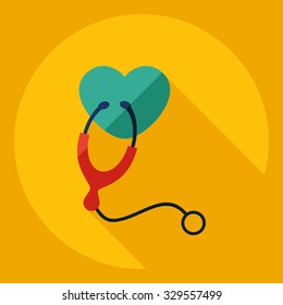 Flat modern design with shadow  Icon heart organ