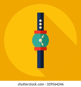 Flat modern design with shadow  Icon wristwatch