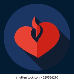 Flat modern design with shadow  Icon heart